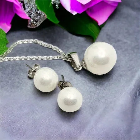 QUEEN pearl set silver 1001083