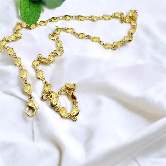 Gold chain made of surgical steel - length 50 cm, width 0.5 mm Golden beads necklace 1002052