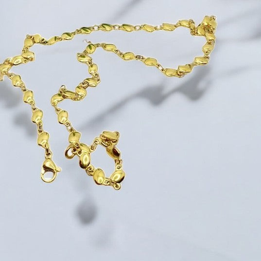 Gold chain made of surgical steel - length 50 cm, width 0.5 mm Golden beads necklace 1002052