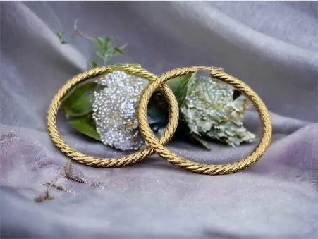 Elegant Circle Earrings with Zircons – Stylish Timelessness earrings Samuela 5 cm gold 1005337