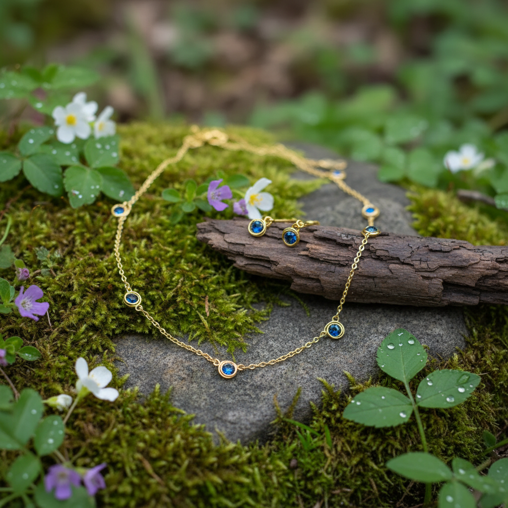 Blue Elegance Jewelry Set - Earrings and Necklace with Cut Beads