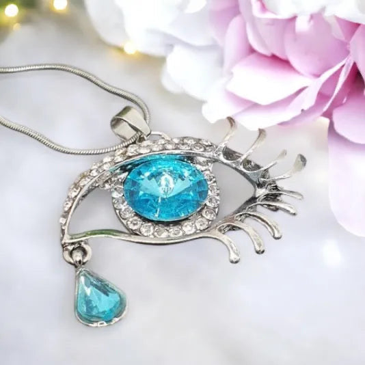 Eye pendant with a turquoise stone - nickel-free jewelry necklace Eye Ocean Blue Silver 1000201
