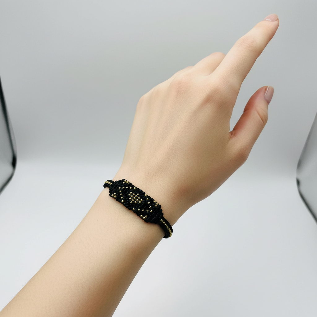 čierno zlatý korálkový náramok harakka jewls
