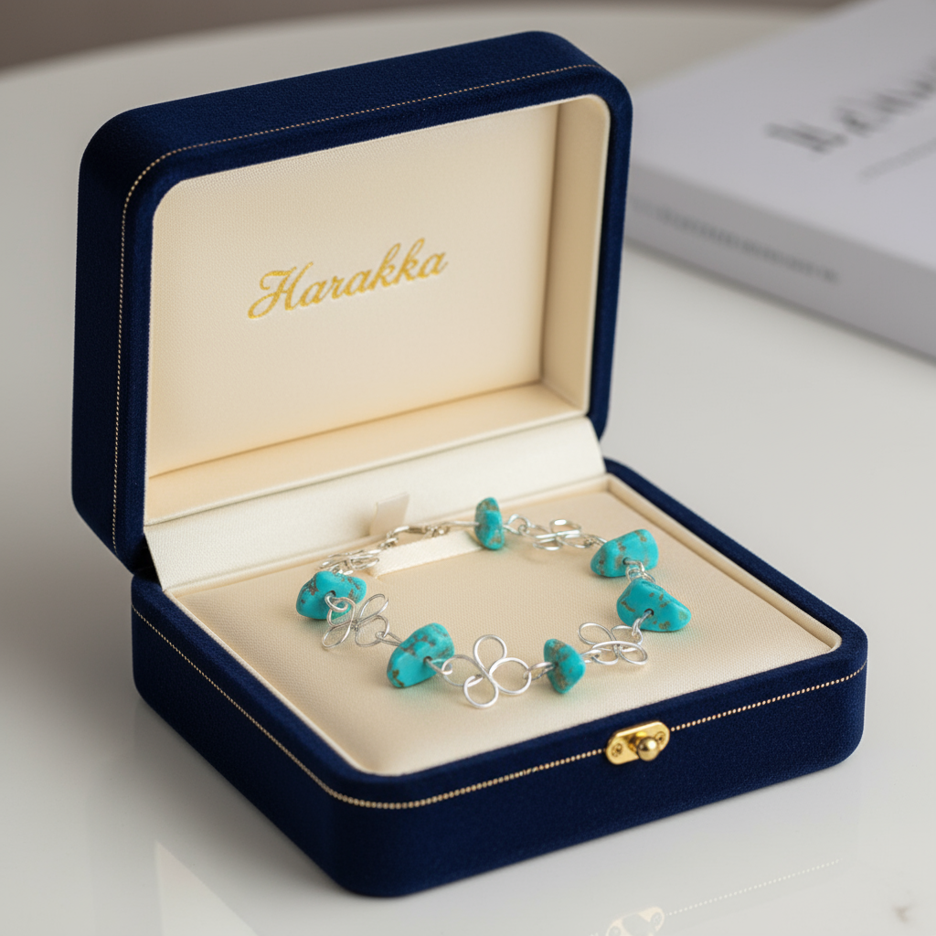 Ručne robený náramok z chirurgickej ocele s tyrkysom NA122 Harakka Jewls