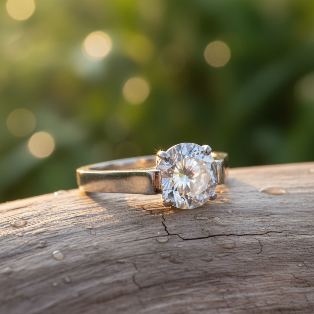 Strieborný prsteň s kamienkom z chirurgickej ocele – Bridal | Harakka Jewls
