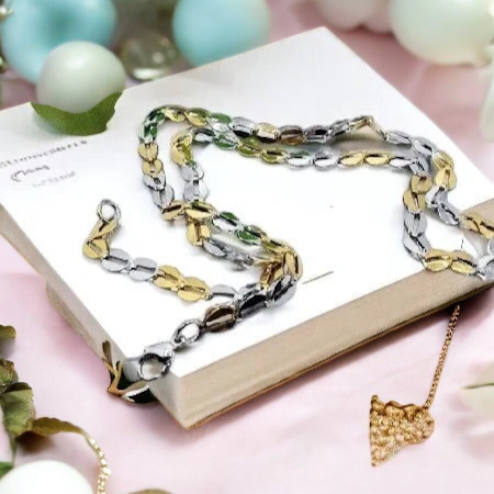 Silver-gold Surgical Steel Chain - Timeless Elegance Diana necklace in gold design N2