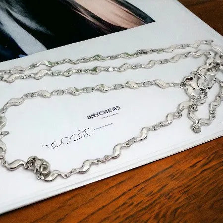 Waves set in silver version S0040 - surgical steel necklace and bracelet