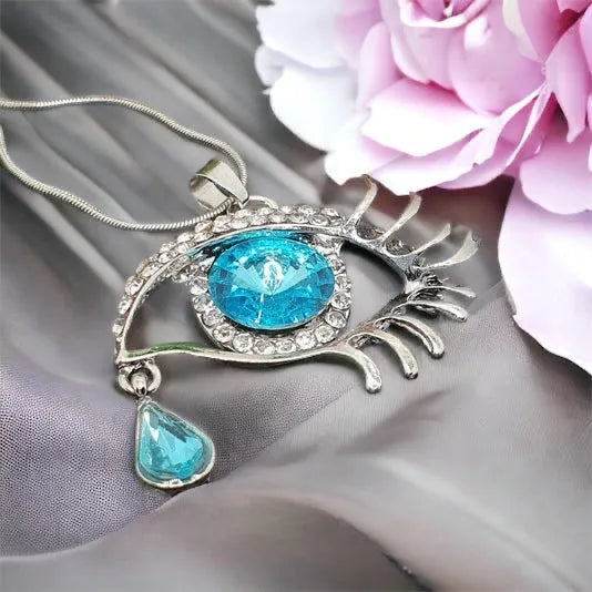 Eye pendant with a turquoise stone - nickel-free jewelry necklace Eye Ocean Blue Silver 1000201