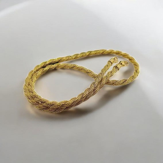 Gold chain made of surgical steel - length 50 cm, thickness 0.6 cm thick braided necklace O.6 cm in gold design 1001690