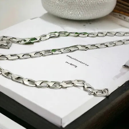 Silver surgical steel chain - length 50 cm, width 0.5 cm Snow necklace in silver 201114003