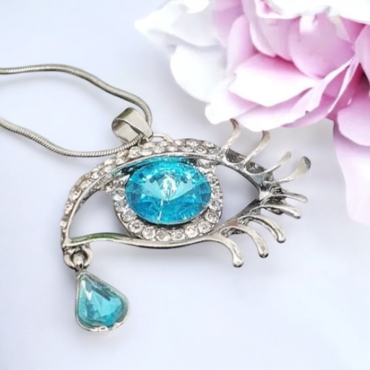 Eye pendant with a turquoise stone - nickel-free jewelry necklace Eye Ocean Blue Silver 1000201