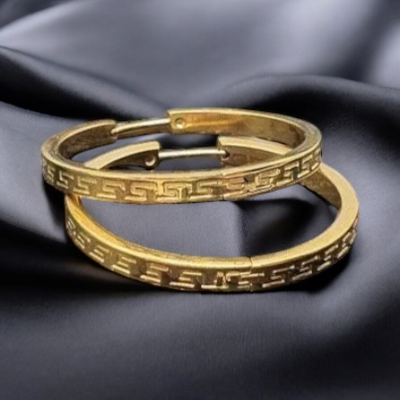 Gold earrings made of surgical steel - 3 x 3 cm, braided pattern earrings Egypt circles gold 3 cm 21030803