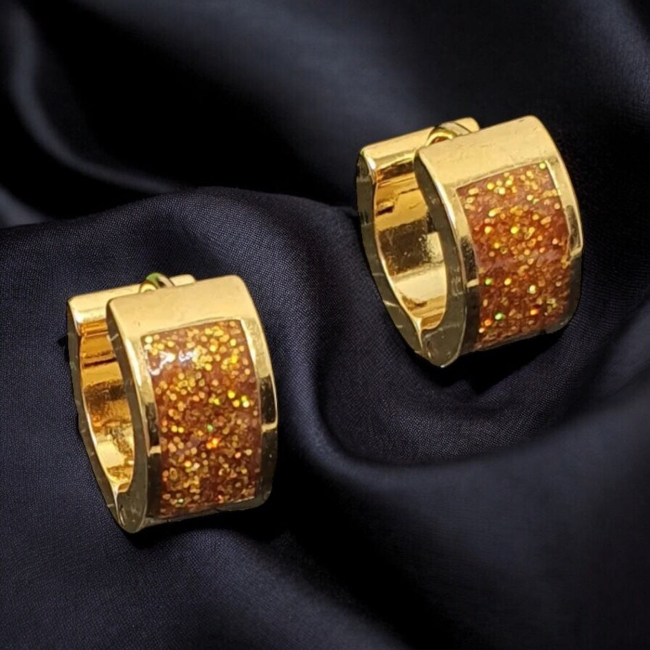Gold earrings made of surgical steel - inlaid with rhinestones, hypoallergenic gold earrings SISI A13 21031306