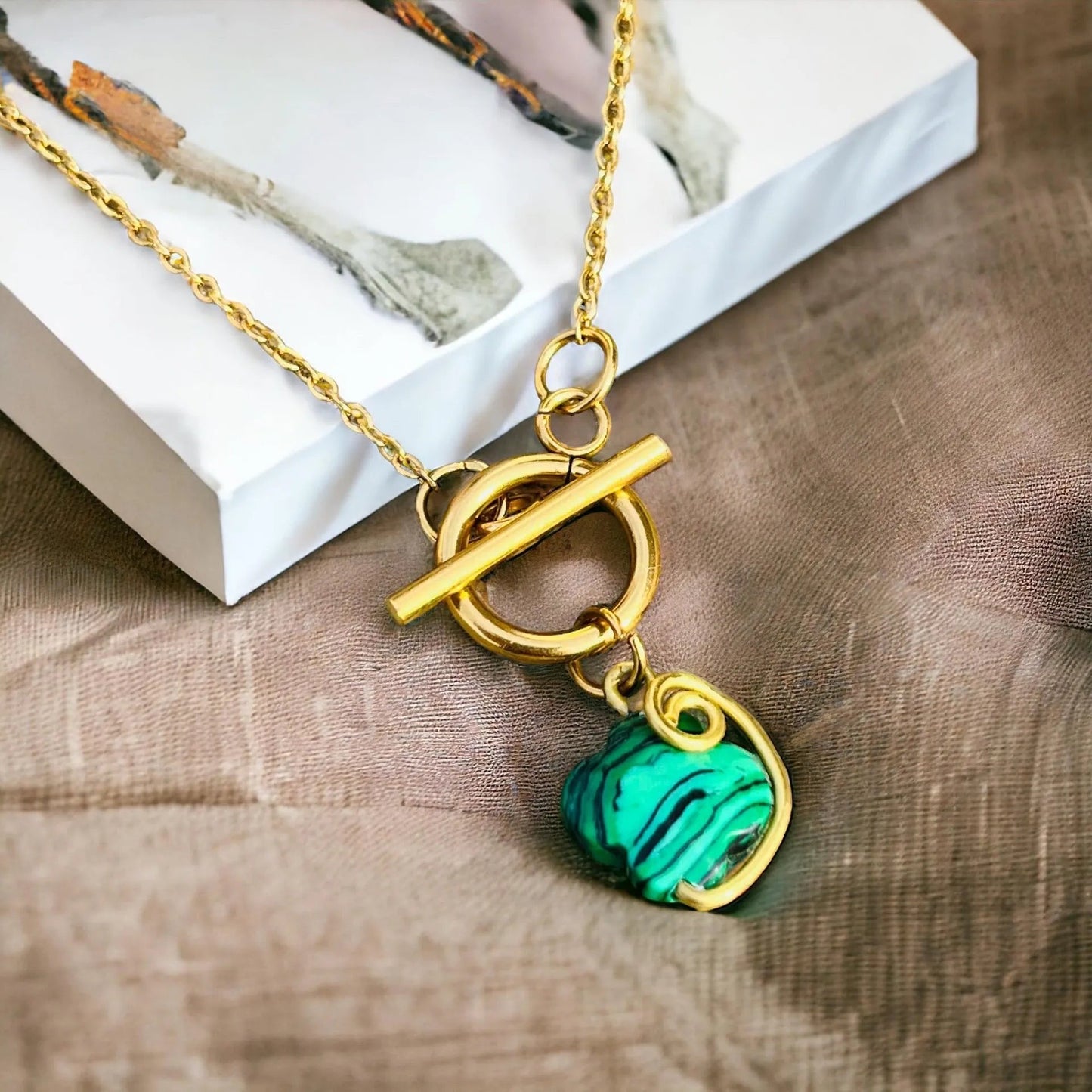 Malachite four-leaf clover pendant R313
