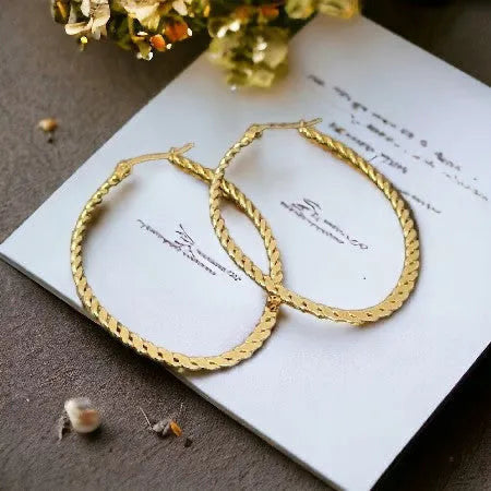 Elegantné zlaté oválne náušnice z chirurgickej ocele náušnice Jana zlaté Clasic zdobené 5 cm 210313008