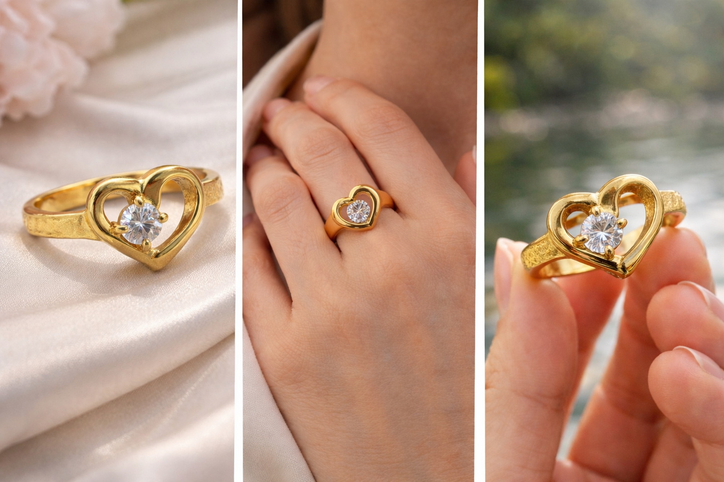 Heart ring with white stone 1002204