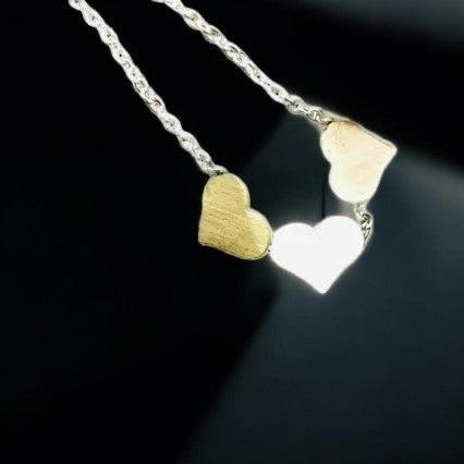 Elegant necklace with three hearts - Surgical steel, length 50 cm heart necklace on a silver chain 1001961