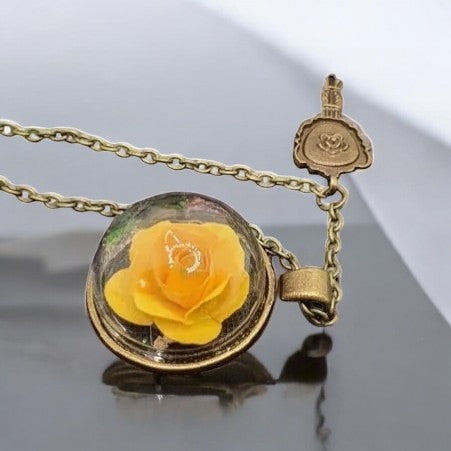 Pendant with a floral motif - dimensions 3.6 x 2.8 cm, chain 87 cm, nickel-free jewelry necklace Rose Orange 1001193