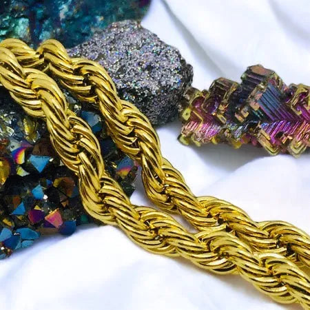 Elegant Surgical Steel Necklace in Gold Plait necklace gold 0.7 cm R5
