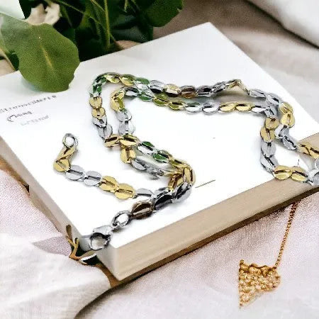 Silver-gold Surgical Steel Chain - Timeless Elegance Diana necklace in gold design N2