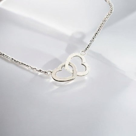 Silver surgical steel necklace with connected hearts - length 50 cm necklace connected hearts on a silver chain 2011180001
