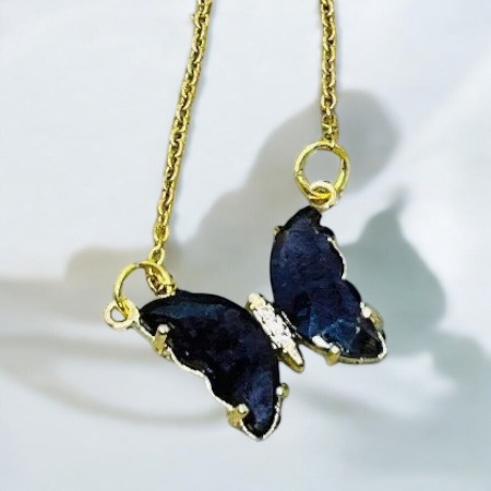 Necklace with Butterfly Inlaid with Stones necklace R47