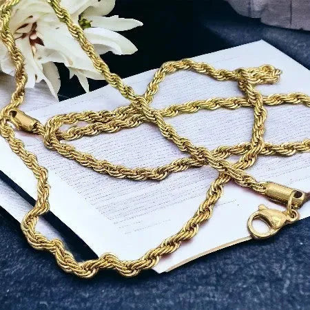 Elegant Surgical Steel Necklace in Gold Plait necklace gold 0.5 cm R9