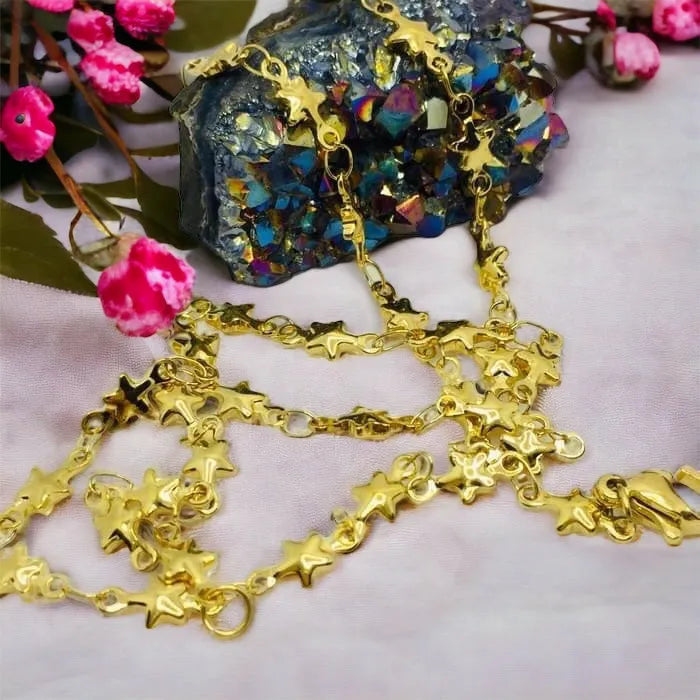 Gold chain with stars - Surgical steel, length 50 cm Star necklace in gold design 1002082
