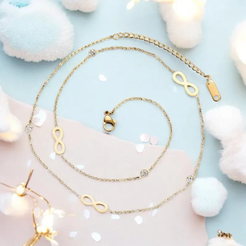necklace infinity and stones gold 1002180