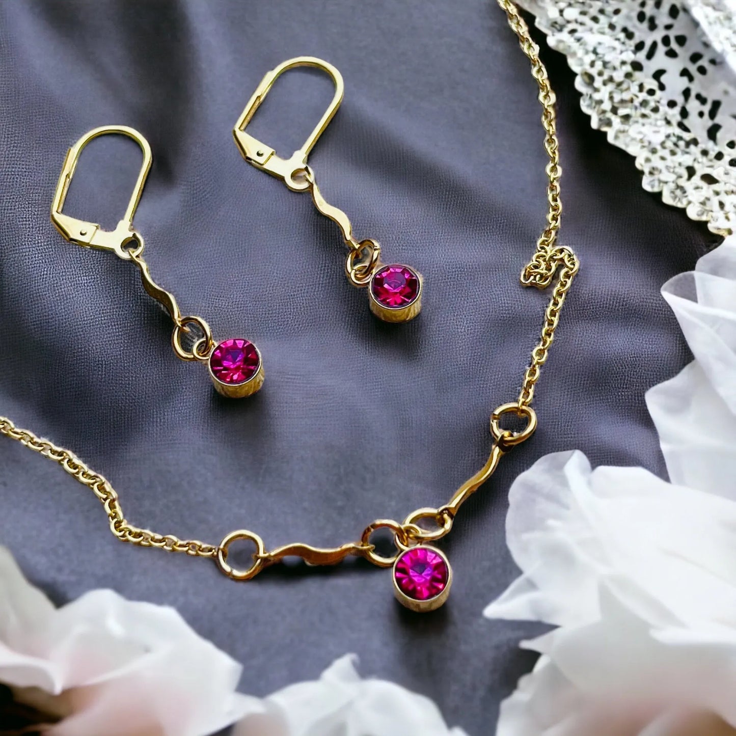 set s rúžovými kamienkami S105 - HARAKKA JEWLS