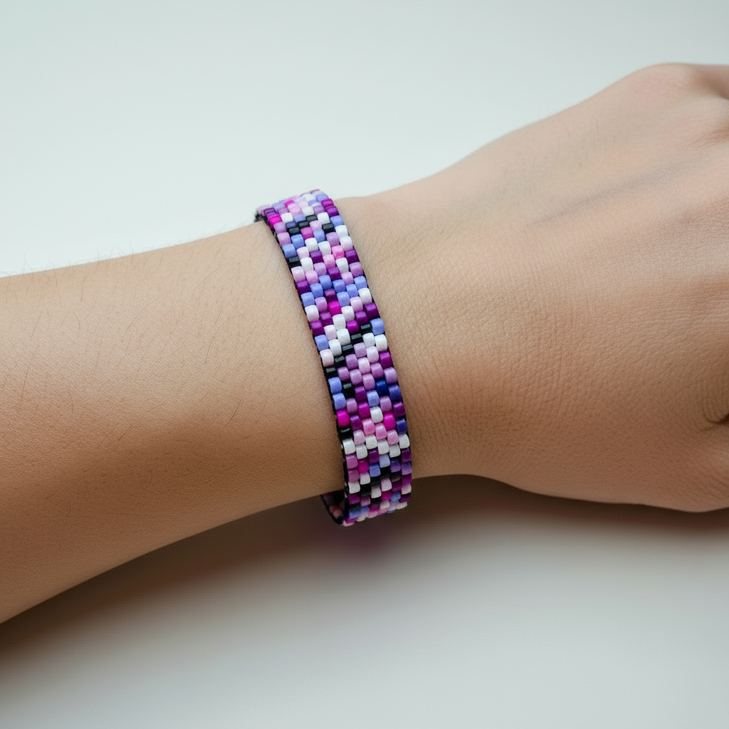 Rainbow Power Bracelet – purple-pink braided bracelet