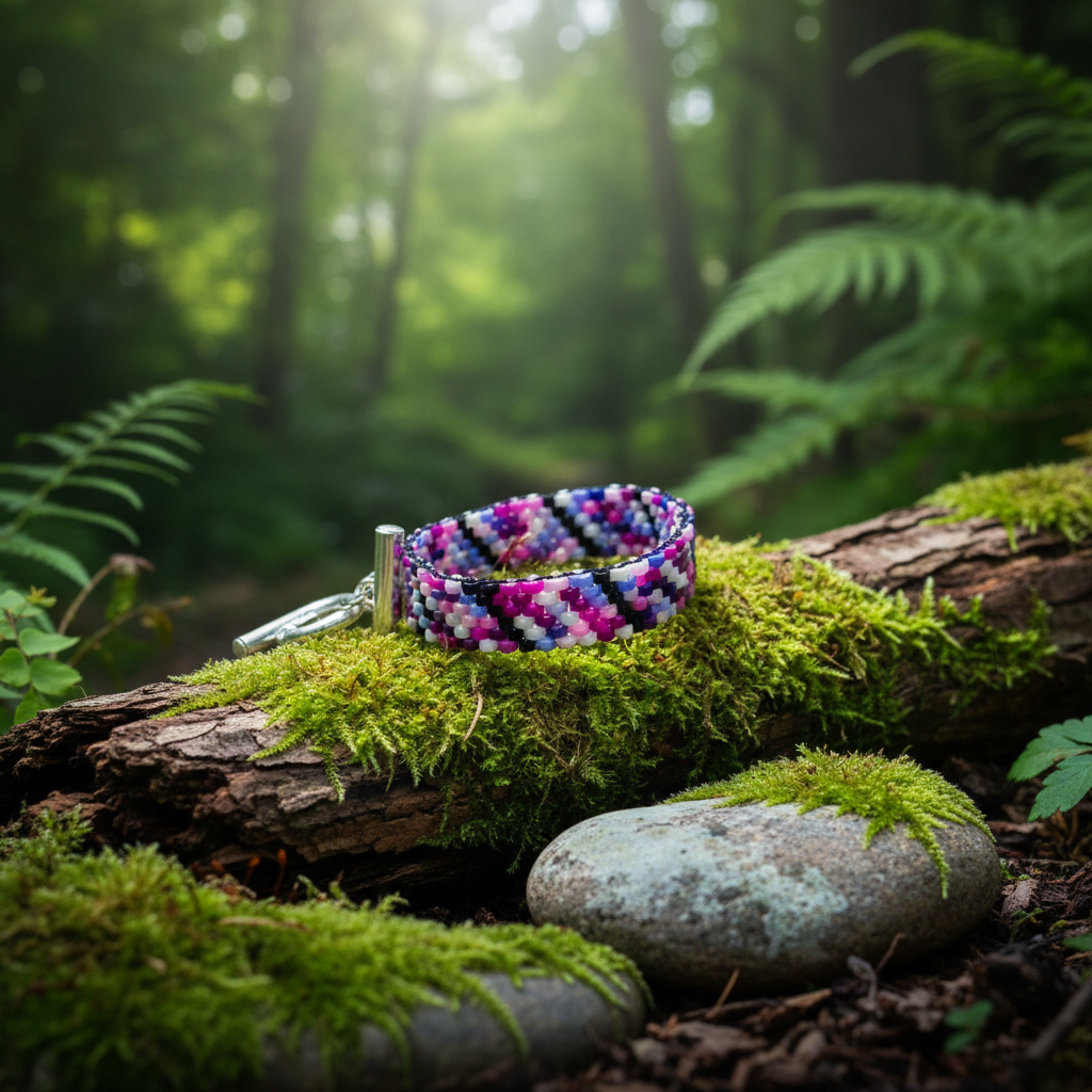 Rainbow Power Bracelet – purple-pink braided bracelet
