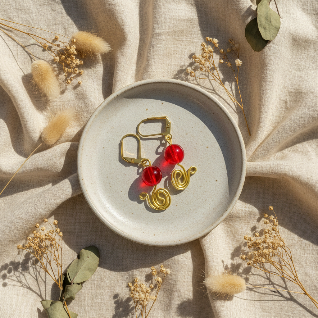 Visiace náušnice NA301 – luxusný flat lay | HARAKKA Jewls