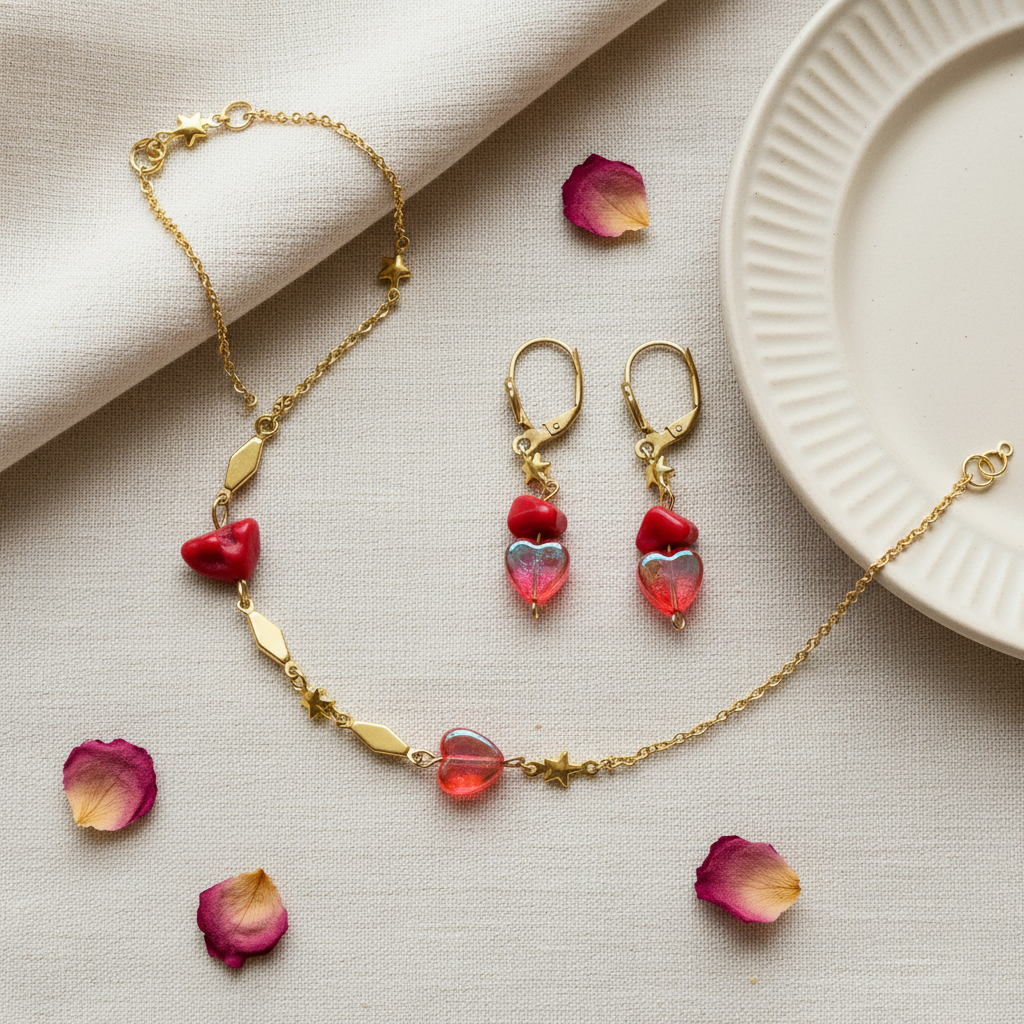 Srdiečkový set – luxusný flat lay Harakka