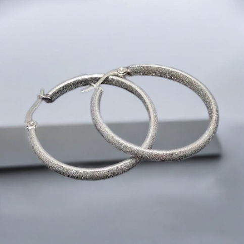 earrings flat circles 3 cm in silver 1002176