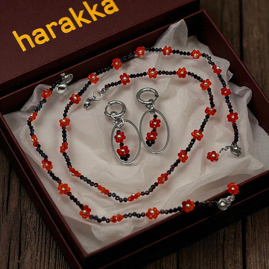 Darček pre ženu – set šperkov Červené kvety, Harakka Jewls“
