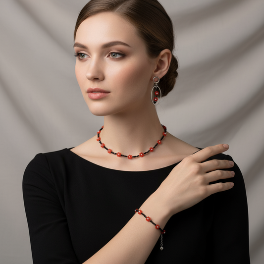 Red Flowers Set – handmade jewelry of courage, passion and strength | Harakka Jewls