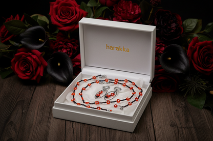 Red Flowers Set – handmade jewelry of courage, passion and strength | Harakka Jewls