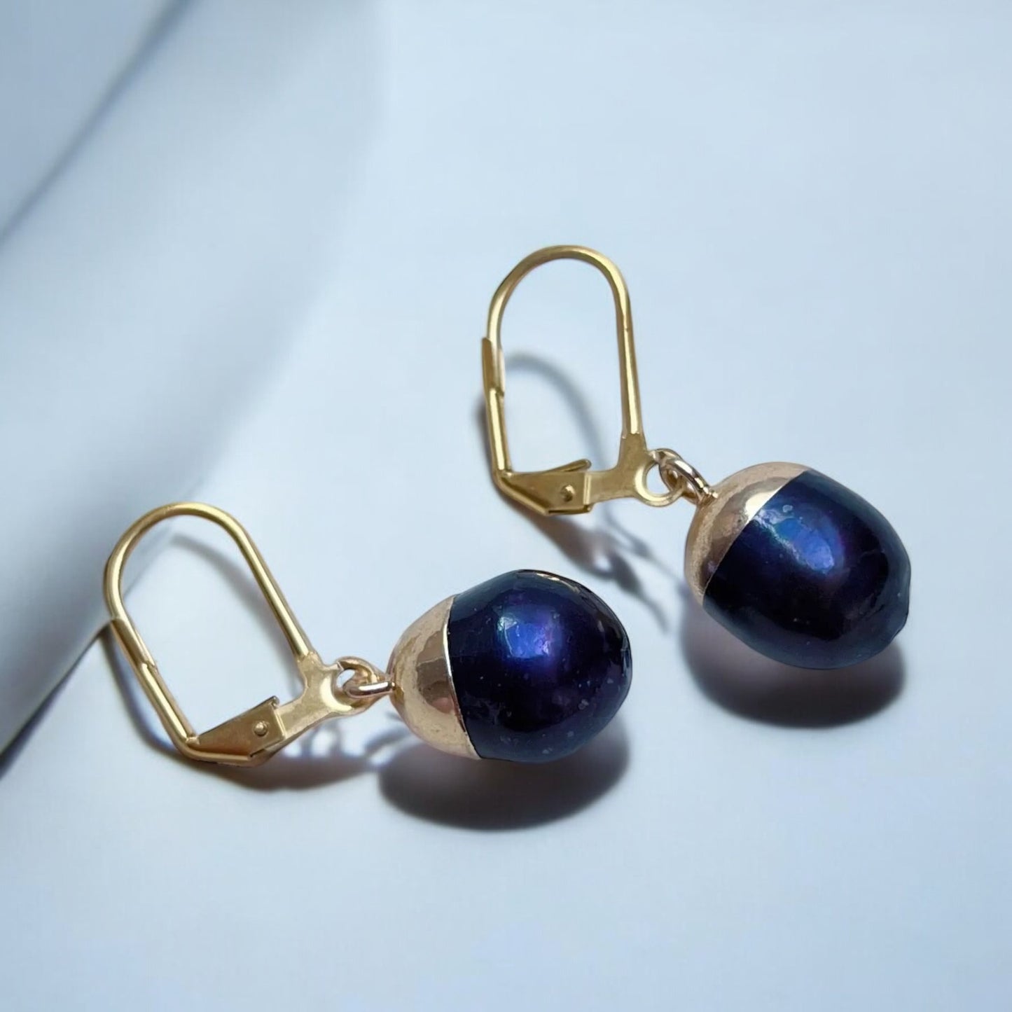 hanging pearl earrings black NE50