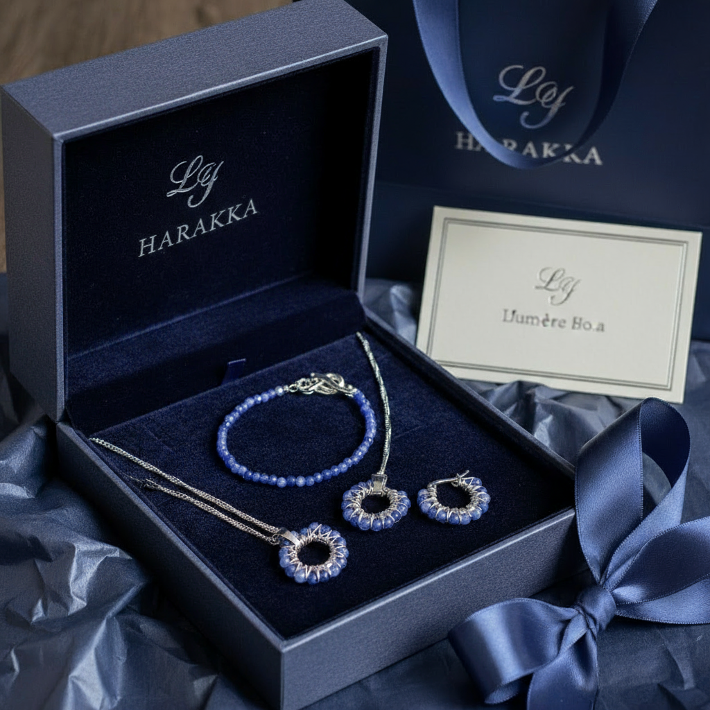 Set "Voice of Water" - kyanite and surgical steel (earrings, pendant, chain, bracelet) | Jewelry for peace and intuition HS1