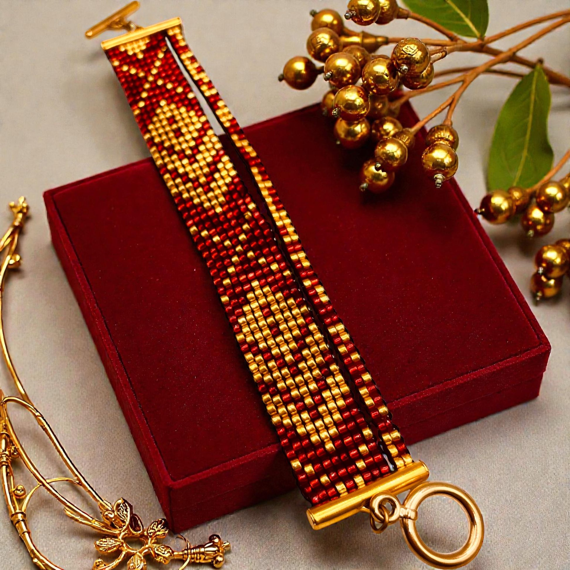 Ručne robený jemný náramok zo sklenených korálok Rosná žiara