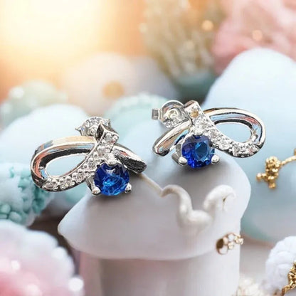 Elegant costume jewelry earrings – 1.2 × 1.2 cm, blue stone earrings BLUE Silver 1002028
