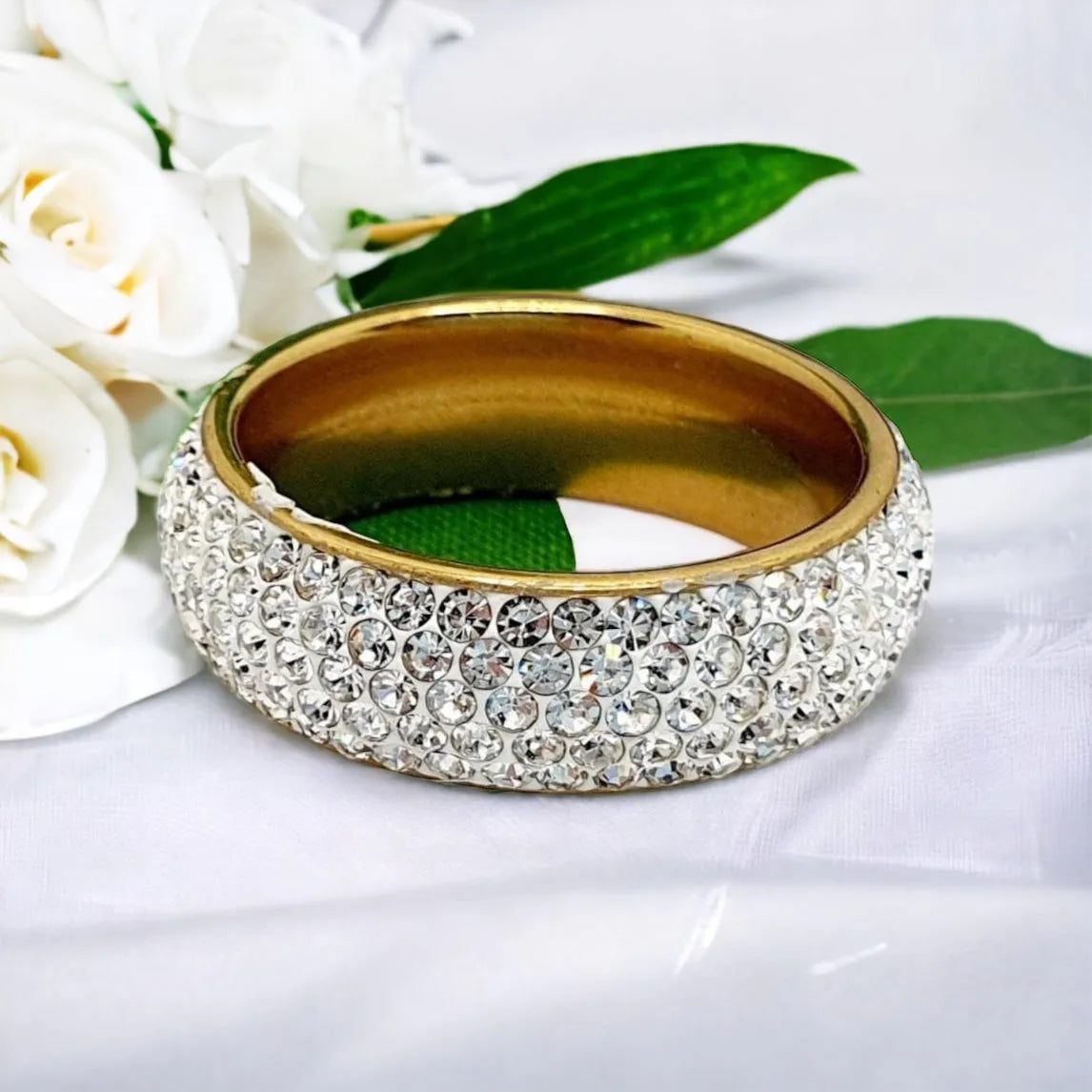 Luxury Surgical Steel Ring in Gold Design with Crystal Stones in Gold Design XL 1004444