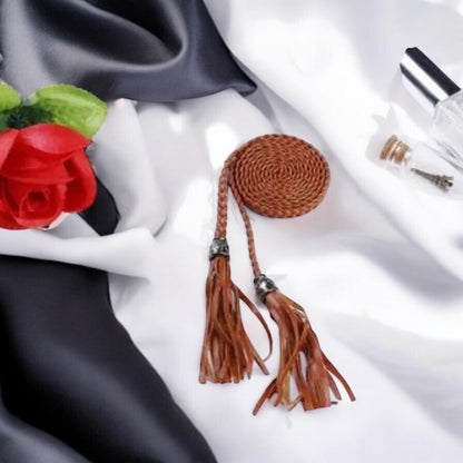 Woven belt with fringes – boho elegance in natural brown | HARAKKA JEWLS