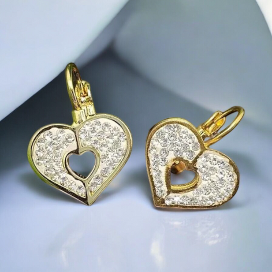 Gold earrings made of surgical steel - 2 x 2 cm, heart design Big Heart earrings 1001263