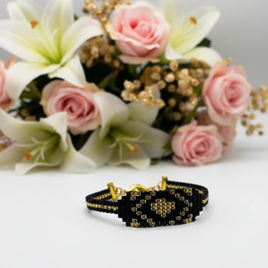 čierno zlatý korálkový náramok harakka jewls