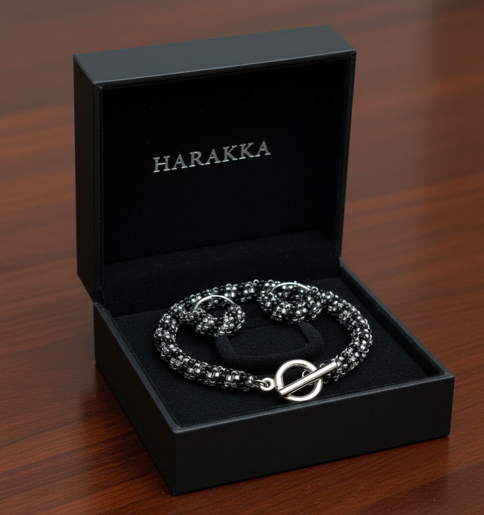 Shadow Power – black and silver bracelet and earring set