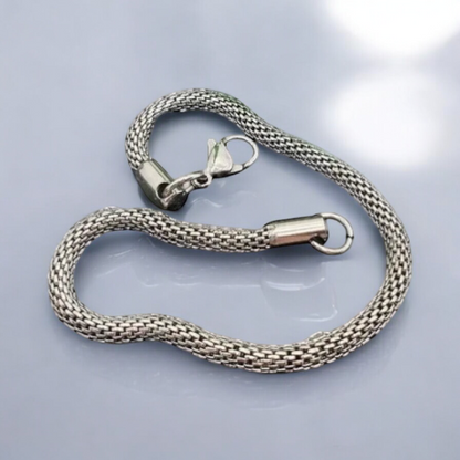Silver wire rope – braided mesh bracelet made of surgical steel