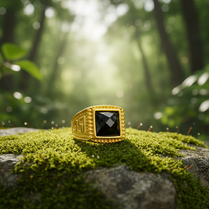 Raven's Eye – surgical steel ring with black stone | Harakka Jewls