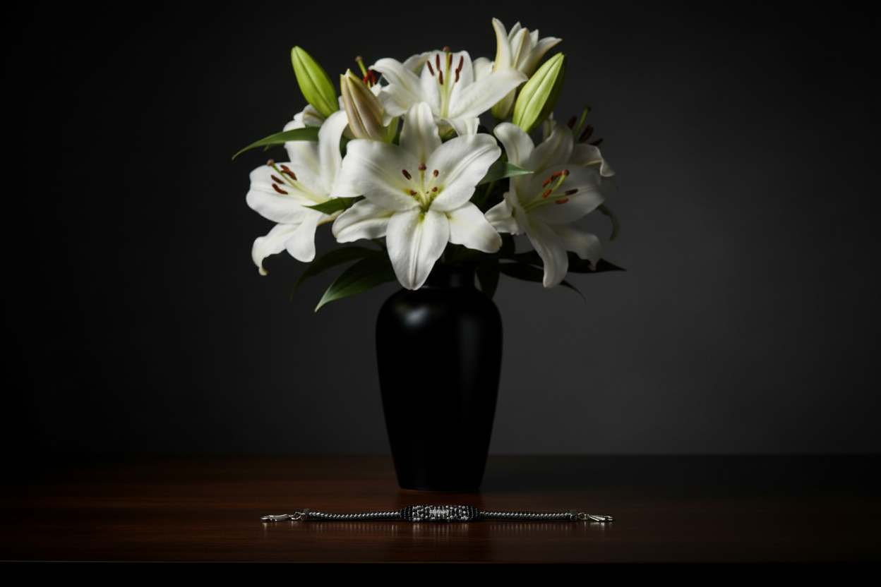 čierno strieborný ručne tkaný náramok so srdcom Harakka Jewls